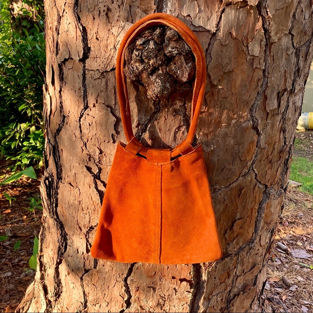 Vintage Genuine Suede Leather Purse Handbag Hippie
